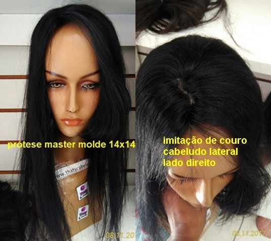Prótese master molde 14x14 com imitação de couro cabeludo lateral ( lado direito)100 gramas