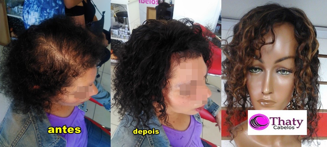 Prótese capilar 40 cm cacheada cabelo natural