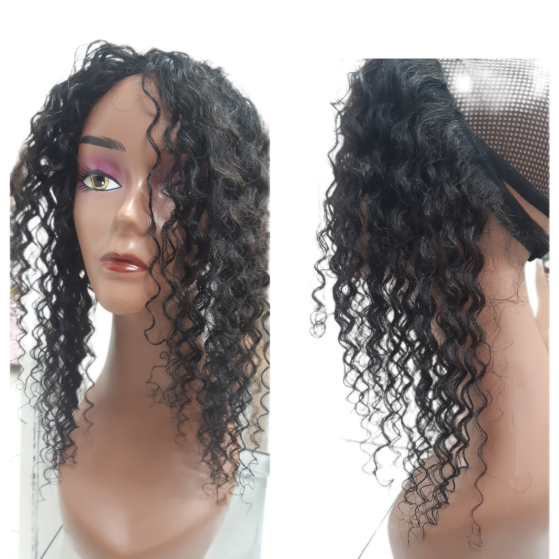 Disfarce Frontal com velcro 40 cm cacho 2 cabelo humano disfarça falhas