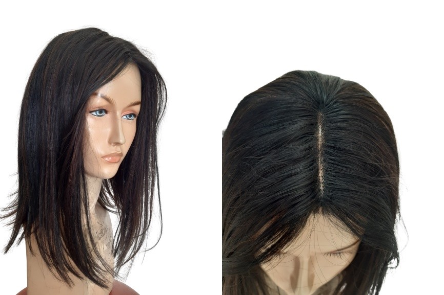 Peruca chanel longo (long bob) com imitação de couro cabeludo 