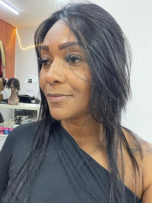 Franjão com disfarce atras 50 cm cabelo natural ( sem imitação)