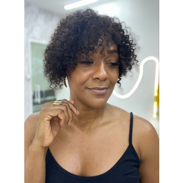Prótese Frontal Capilar orelha á orelha 30 cm cacho crespo